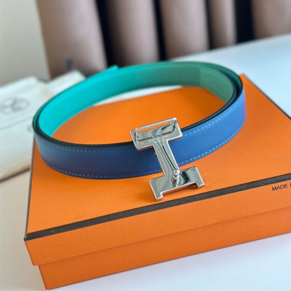 HERM Mini Constance 24mm Belt in Green Epsom Leather and Blue Swift Leather