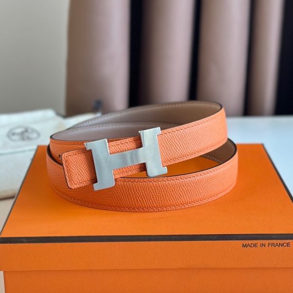 HERM Mini Constance 24mm Belt in Orange Epsom Leather and Blue Swift Leather