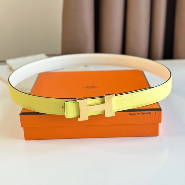 HERM Mini Constance 24mm Belt in White Epsom Leather and Yellow Swift Leather