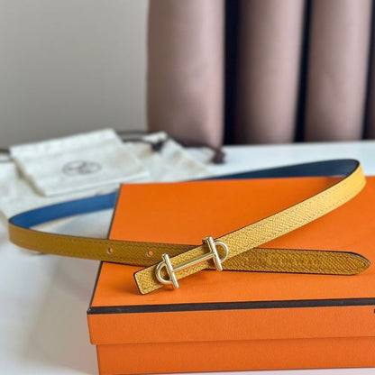 HERM Gamma 13mm Belt in Yellow Epsom Leather and Blue Swift Leather