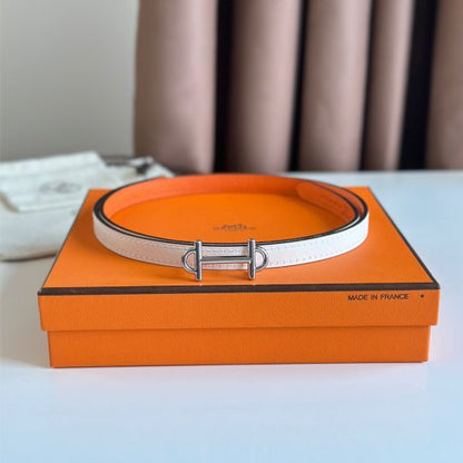 HERM Gamma 13mm Belt in Orange Epsom Leather and White Swift Leather