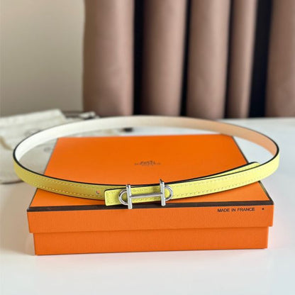 HERM Gamma 13mm Belt in White Epsom Leather and Yellow Swift Leather