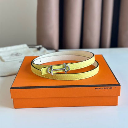 HERM Gamma 13mm Belt in White Epsom Leather and Yellow Swift Leather