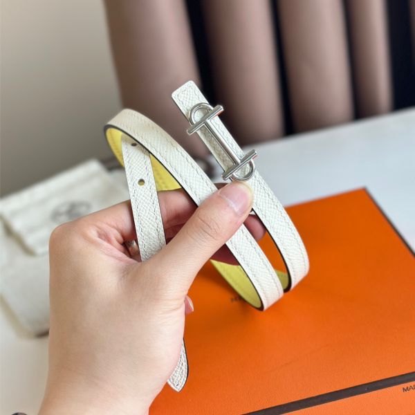HERM Gamma 13mm Belt in White Epsom Leather and Yellow Swift Leather