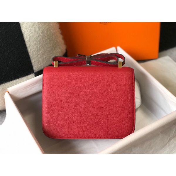 HERM Red Constance MM 24cm Epsom Leather Bag