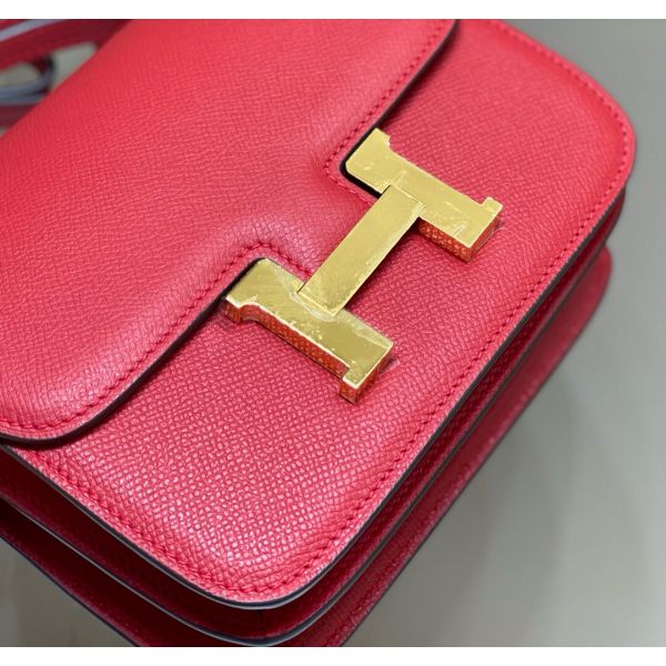 HERM Red Constance MM 24cm Epsom Leather Bag