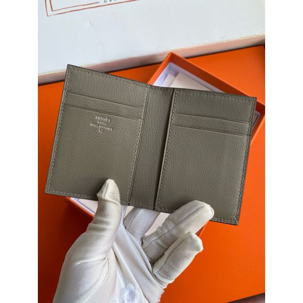 HERM MC¬≤ Euclide Card Holder in Blue Glacier Shiny Alligator Leather