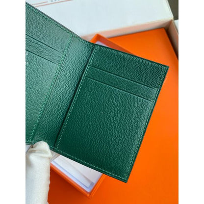 HERM MC¬≤ Euclide Card Holder in Vert Emeraud Shiny Alligator Leather