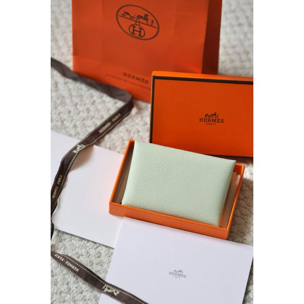 HERM Calvi Duo Verso Card Holder in Vert Fizz Mysore Goatskin