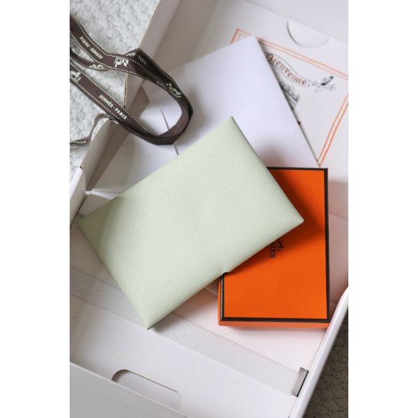 HERM Calvi Duo Verso Card Holder in Vert Fizz Mysore Goatskin