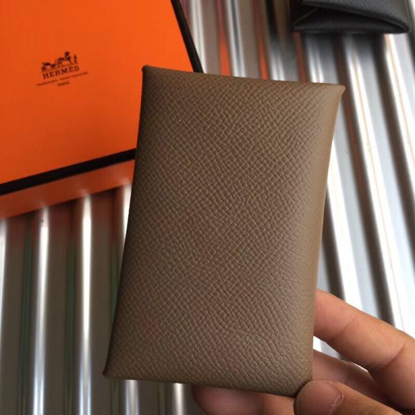 HERM Calvi Card Holder In Taupe Epsom Leather