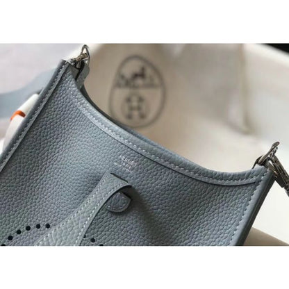 HERM Evelyne III TPM Bag In Blue Lin Clemence Leather