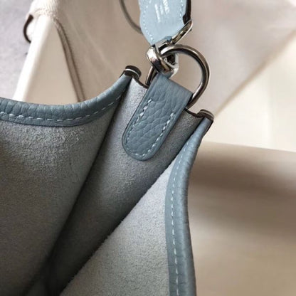 HERM Evelyne III TPM Bag In Blue Lin Clemence Leather