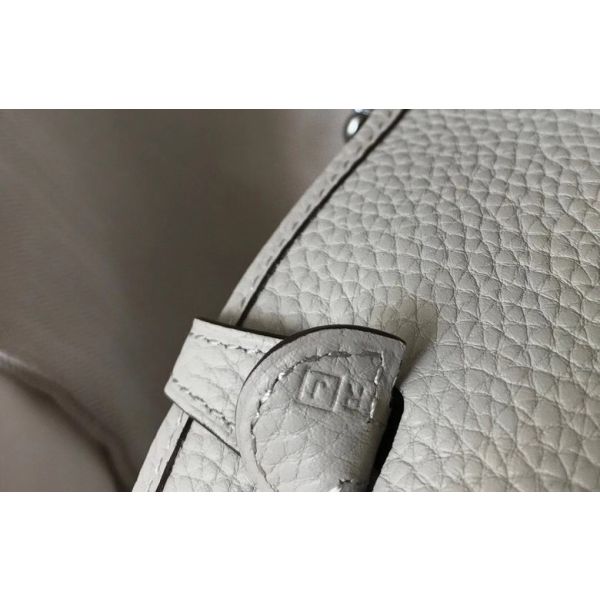 HERM Evelyne III TPM Bag In Pearl Grey Clemence Leather