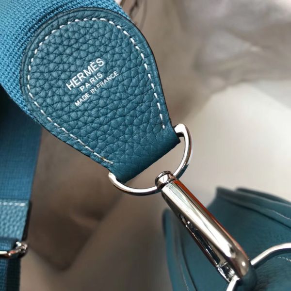 HERM Evelyne III 29 PM Bag In Blue Jean Clemence Leather