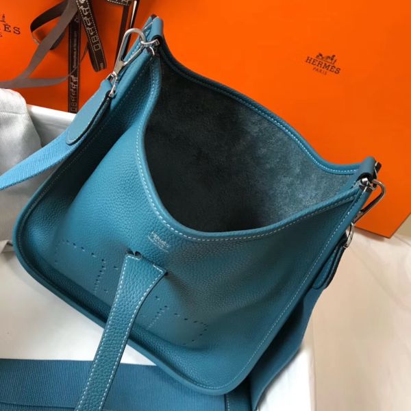 HERM Evelyne III 29 PM Bag In Blue Jean Clemence Leather