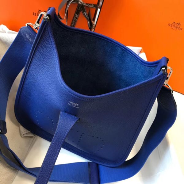 HERM Evelyne III 29 PM Bag In Blue Electric Clemence Leather