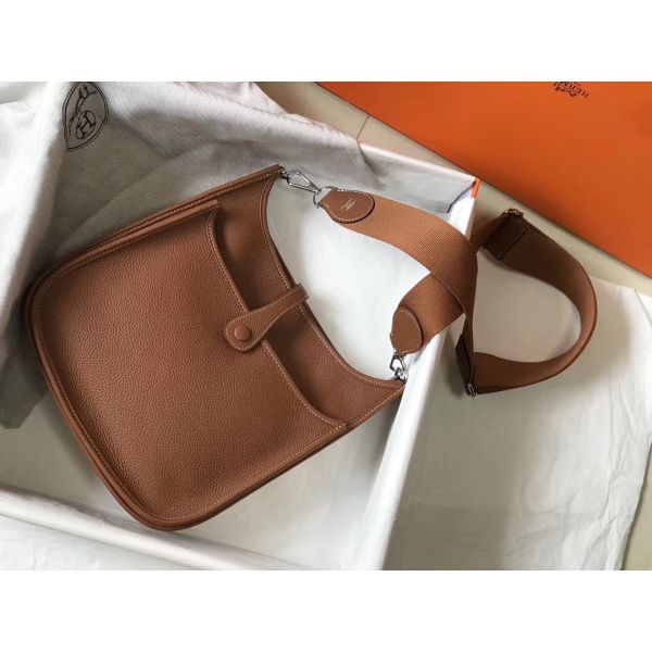 HERM Evelyne III 29 PM Bag In Gold Clemence Leather