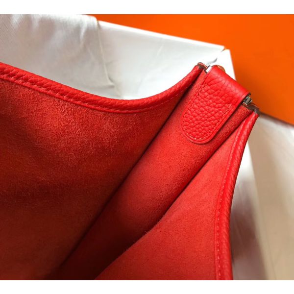 HERM Evelyne III 29 PM Bag In Red Clemence Leather