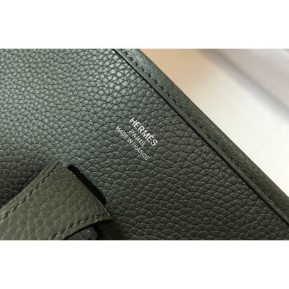 HERM Evelyne III 29 PM Bag In Vert Amande Clemence Leather