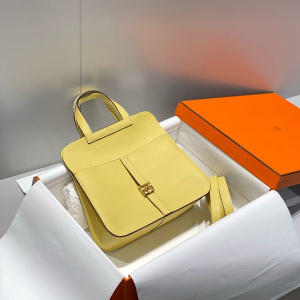 HERM Halzan 25 Bag in Jaune Poussin Clemence Leather