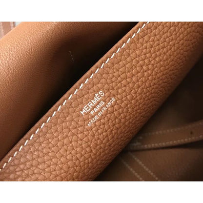 HERM Halzan 31cm Bag In Gold Clemence Leather