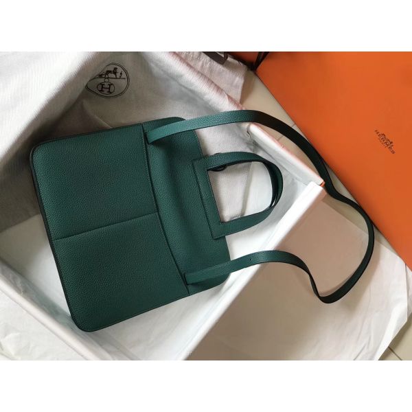 HERM Halzan 31cm Bag In Malachite Clemence Leather