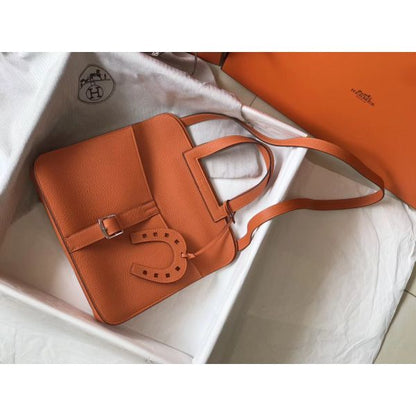 HERM Halzan 31cm Bag In Orange Clemence Leather