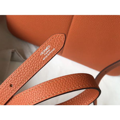 HERM Halzan 31cm Bag In Orange Clemence Leather