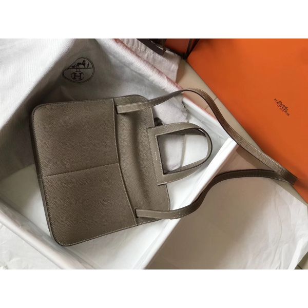 HERM Halzan 31cm Bag In Grey Clemence Leather