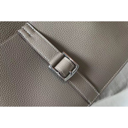 HERM Halzan 31cm Bag In Grey Clemence Leather