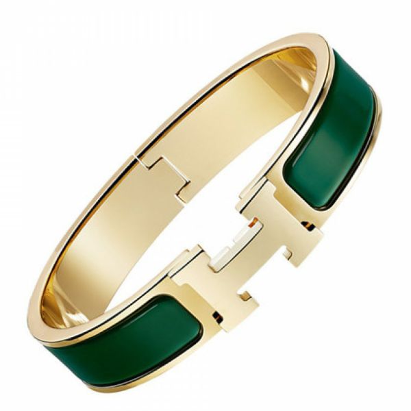 HERM Enamel Green Enamel Clic H Bracelet