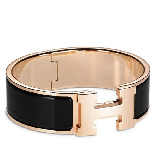 HERM Black Enamel Clic Clac H PM Bracelet