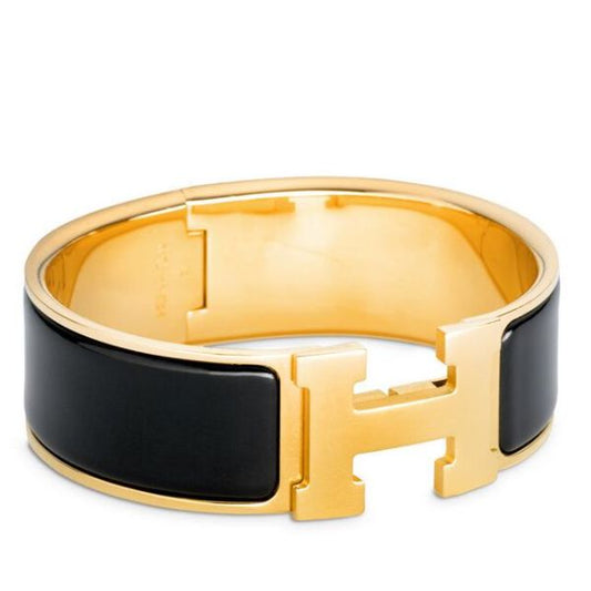 HERM Black Enamel Clic Clac H PM Bracelet