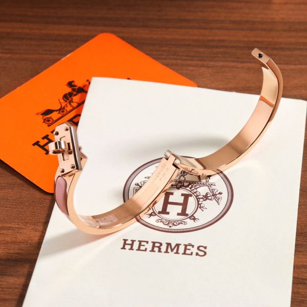 HERM Pink Mini Clic Kelly Bracelet