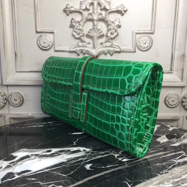 HERM Jige Elan 29 Clutch In Bambou Crocodile Leather