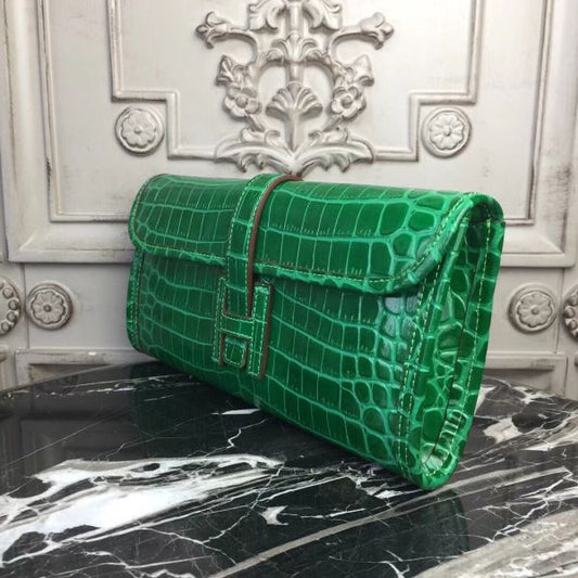HERM Jige Elan 29 Clutch In Bambou Crocodile Leather