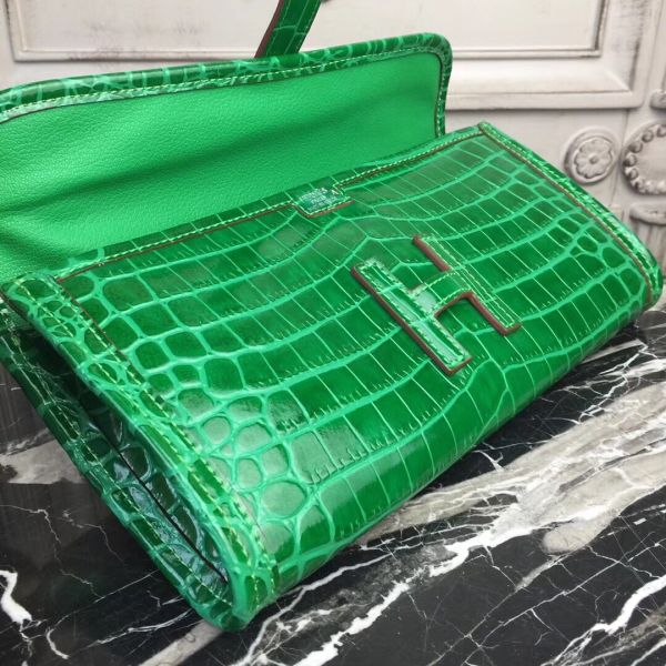 HERM Jige Elan 29 Clutch In Bambou Crocodile Leather