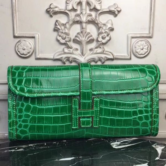 HERM Jige Elan 29 Clutch In Bambou Crocodile Leather