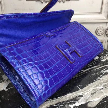 HERM Jige Elan 29 Clutch In Blue Electric Crocodile Leather