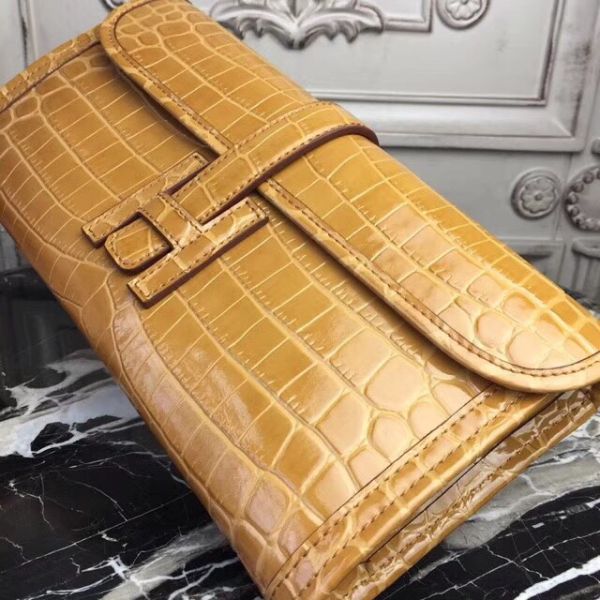 HERM Jige Elan 29 Clutch In Camarel Crocodile Leather