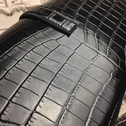 HERM Jige Elan 29 Clutch In Black Crocodile Leather