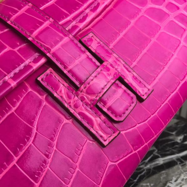 HERM Jige Elan 29 Clutch In Rose Red Crocodile Leather