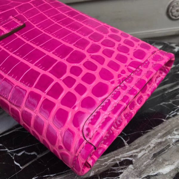 HERM Jige Elan 29 Clutch In Rose Red Crocodile Leather