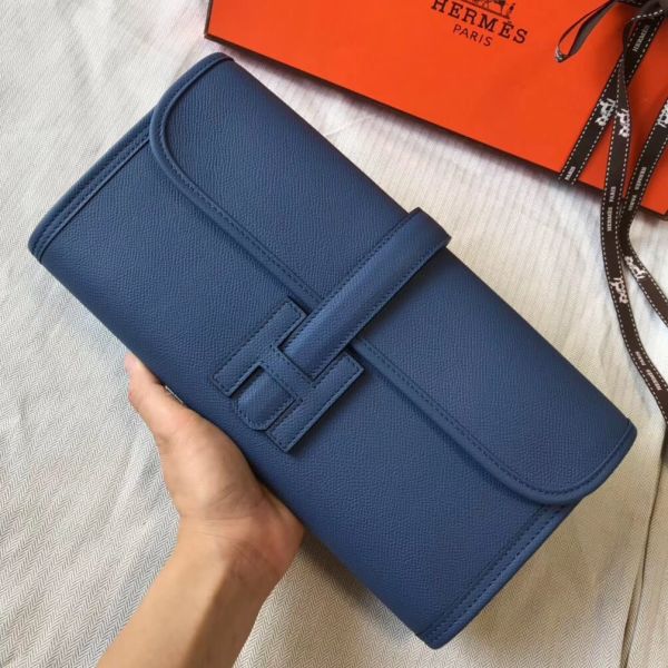HERM Jige Elan 29 Clutch In Blue Agate Epsom Leather