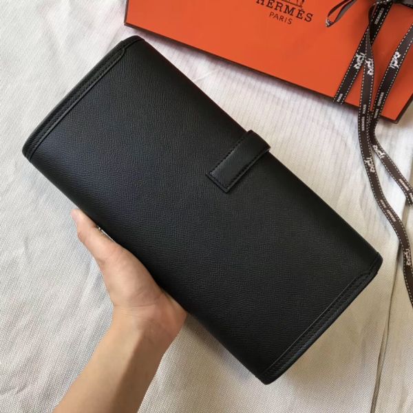 HERM Jige Elan 29 Clutch In Black Epsom Leather
