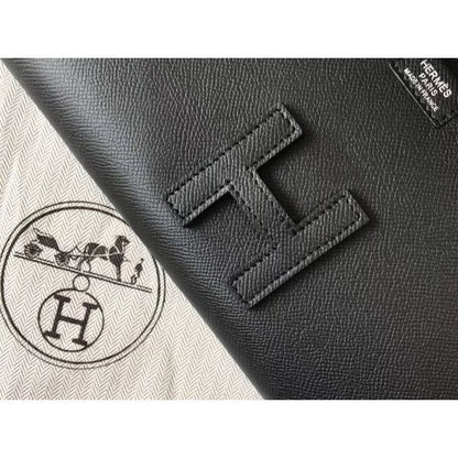 HERM Jige Elan 29 Clutch In Black Epsom Leather