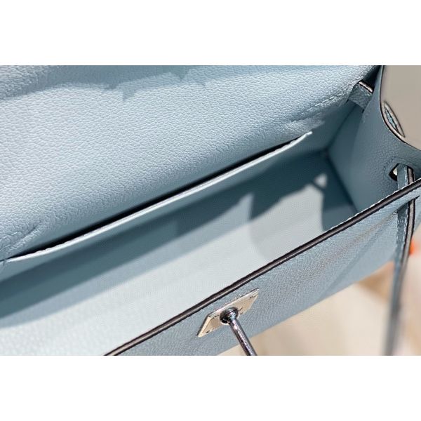 HERM Kelly Mini II Bag In Blue Brume Epsom Leather PHW