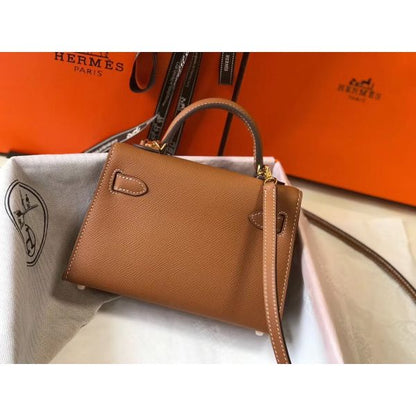 HERM Kelly Mini II Bag In Gold Epsom Leather GHW