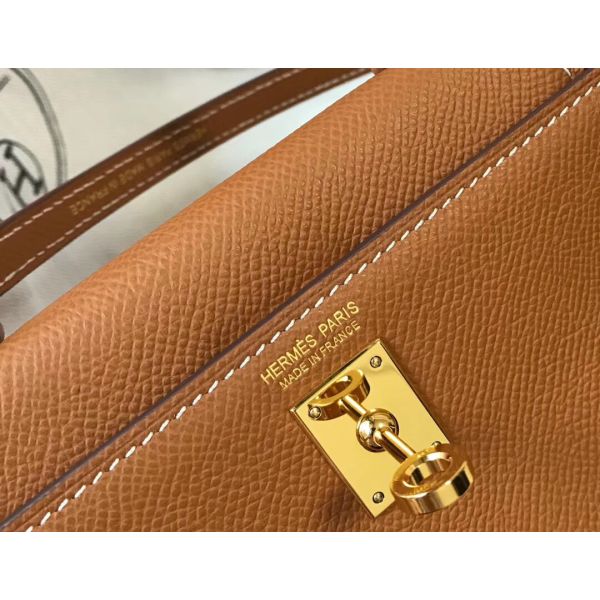 HERM Kelly Mini II Bag In Gold Epsom Leather GHW